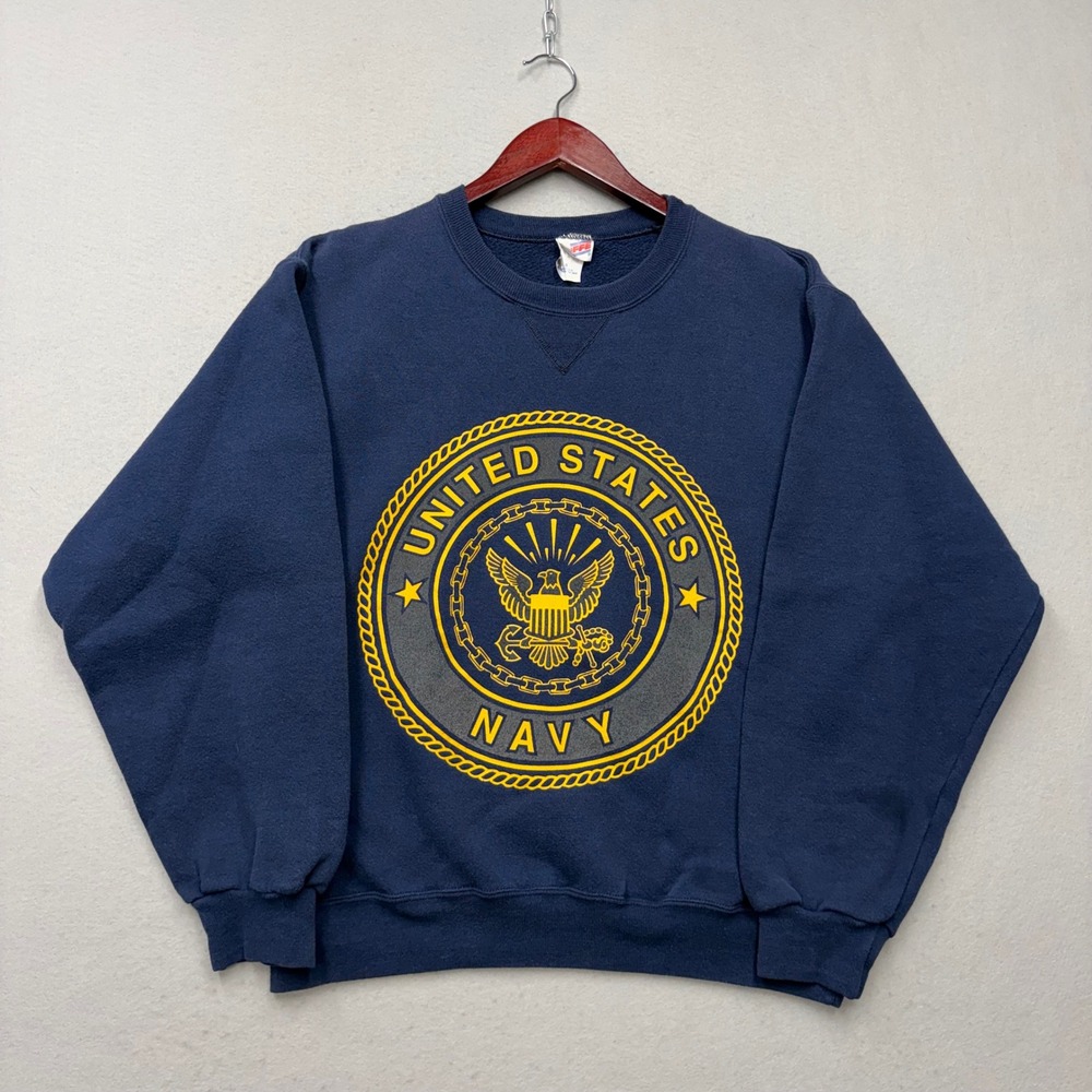 Soffe Sweatshirt Mens Small Navy Blue US Navy Crest Vintage 90s Made in USA